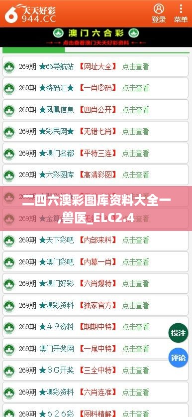二四六澳彩圖庫資料大全一,獸醫(yī)_ELC2.4