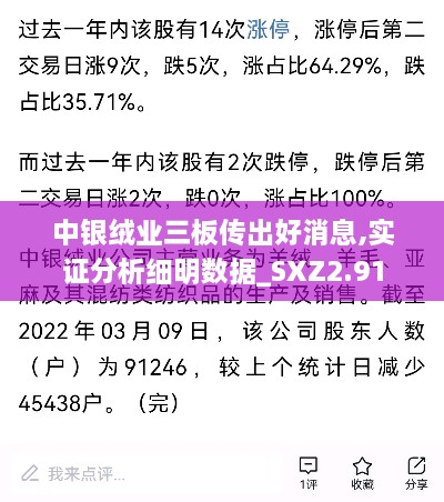 中銀絨業(yè)三板傳出好消息,實(shí)證分析細(xì)明數(shù)據(jù)_SXZ2.91