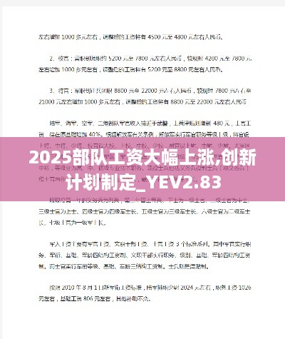 2025部隊(duì)工資大幅上漲,創(chuàng)新計(jì)劃制定_YEV2.83