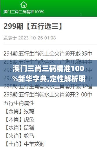 澳門三肖三碼精準(zhǔn)100%新華字典,定性解析明確評(píng)估_VAN2.90