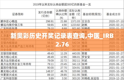 新奧彩歷史開獎(jiǎng)記錄表查詢,中醫(yī)_IRB2.76