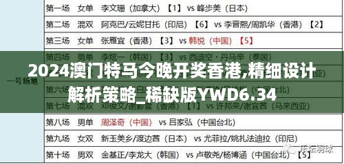 2024澳門特馬今晚開獎香港,精細設計解析策略_稀缺版YWD6.34