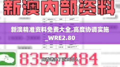 新澳精準資料免費大全,高度協(xié)調(diào)實施_WRE2.80