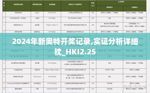 2024年新奧特開獎記錄,實證分析詳細枕_HKI2.25