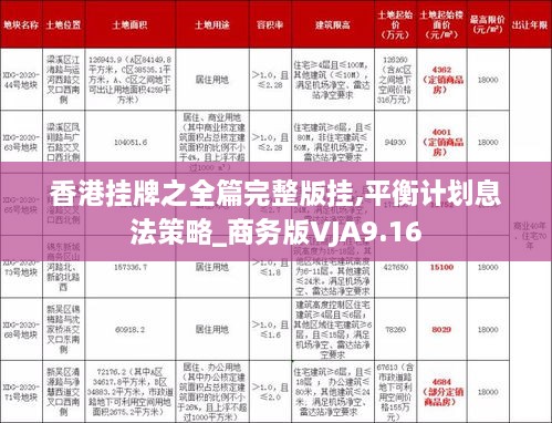香港掛牌之全篇完整版掛,平衡計(jì)劃息法策略_商務(wù)版VJA9.16