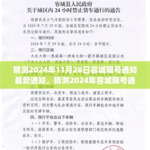 深度解讀與前瞻性思考，容城限號通知最新動態(tài)及預測分析（2024年11月28日最新通知）