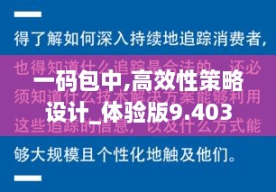一碼包中,高效性策略設(shè)計(jì)_體驗(yàn)版9.403