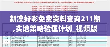 新澳好彩免費資料查詢211期,實地策略驗證計劃_視頻版8.604