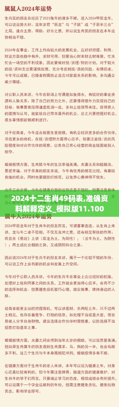 2024十二生肖49碼表,準(zhǔn)確資料解釋定義_模擬版11.100