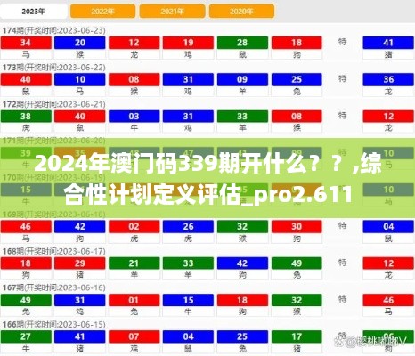 2024年澳門碼339期開什么？？,綜合性計劃定義評估_pro2.611