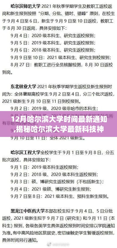 揭秘哈爾濱大學(xué)最新科技神器，十二月全新升級，體驗(yàn)科技魔力引領(lǐng)生活新紀(jì)元