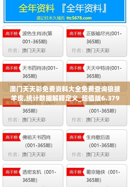 澳門天天彩免費(fèi)資料大全免費(fèi)查詢狼披羊皮,統(tǒng)計(jì)數(shù)據(jù)解釋定義_超值版6.379