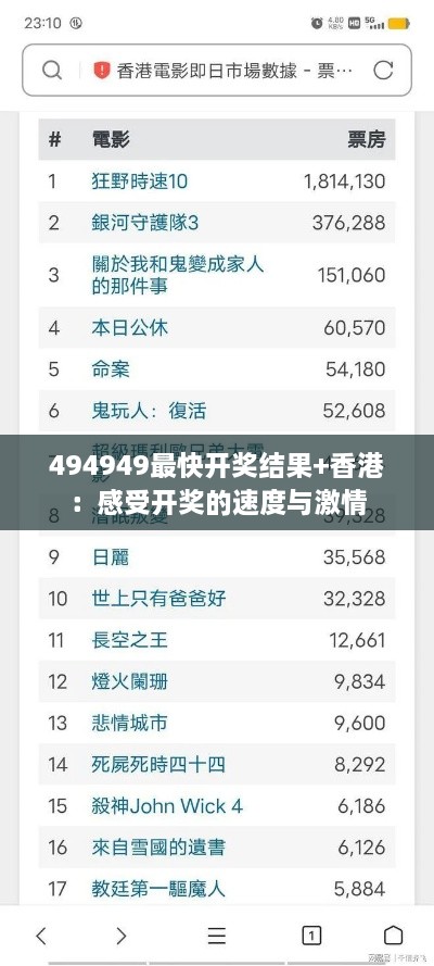 494949最快開獎結(jié)果+香港：感受開獎的速度與激情
