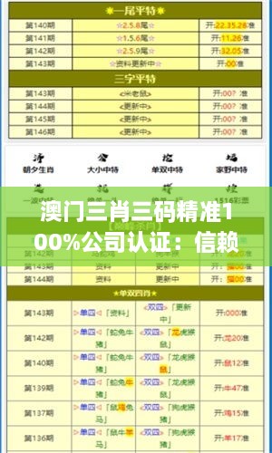 澳門(mén)三肖三碼精準(zhǔn)100%公司認(rèn)證：信賴是根基，精準(zhǔn)是橋樑