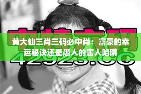 黃大仙三肖三碼必中肖：富豪的幸運(yùn)秘訣還是愚人的害人陷阱
