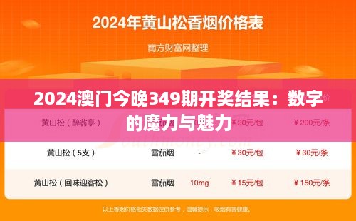 2024澳門今晚349期開獎(jiǎng)結(jié)果：數(shù)字的魔力與魅力