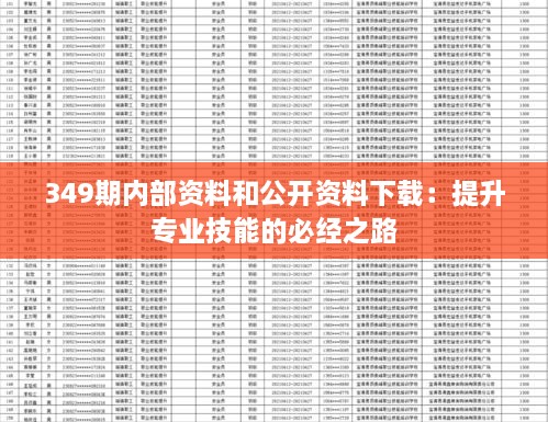 349期內(nèi)部資料和公開資料下載：提升專業(yè)技能的必經(jīng)之路
