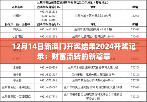 12月14日新澳門開獎結(jié)果2024開獎記錄：財富流轉(zhuǎn)的新篇章