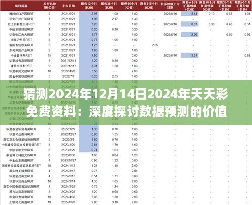 猜測(cè)2024年12月14日2024年天天彩免費(fèi)資料：深度探討數(shù)據(jù)預(yù)測(cè)的價(jià)值