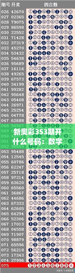 新奧彩353期開什么號(hào)碼：數(shù)字預(yù)測(cè)策略