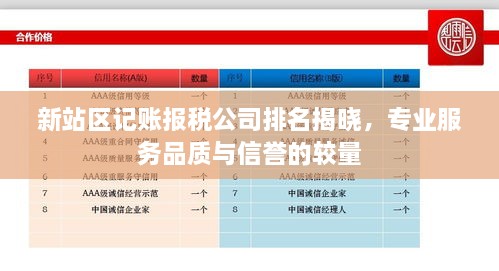 新站區(qū)記賬報(bào)稅公司排名揭曉，專業(yè)服務(wù)品質(zhì)與信譽(yù)的較量