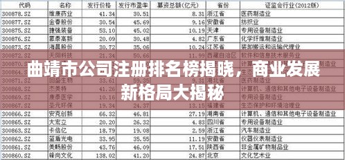 曲靖市公司注冊排名榜揭曉，商業(yè)發(fā)展新格局大揭秘