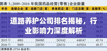道路養(yǎng)護公司排名揭秘，行業(yè)影響力深度解析