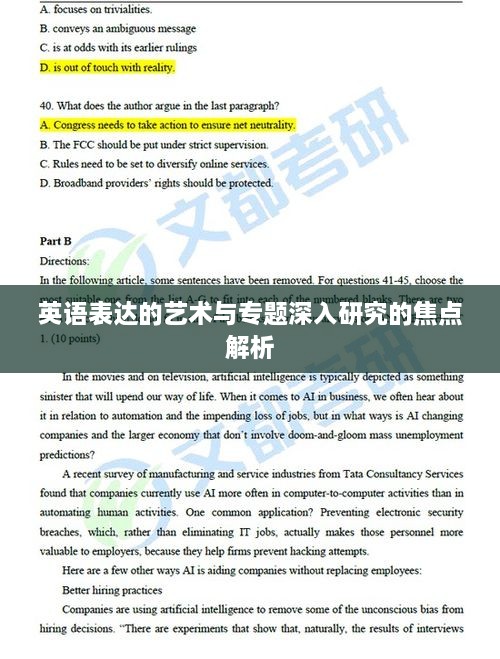 英語表達(dá)的藝術(shù)與專題深入研究的焦點(diǎn)解析