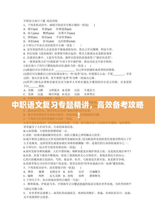 中職語文復(fù)習(xí)專題精講，高效備考攻略！