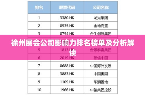 徐州展會(huì)公司影響力排名榜單及分析解讀