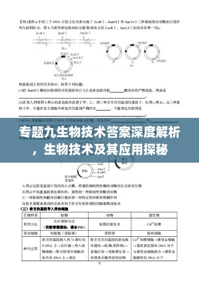 專題九生物技術(shù)答案深度解析，生物技術(shù)及其應(yīng)用探秘