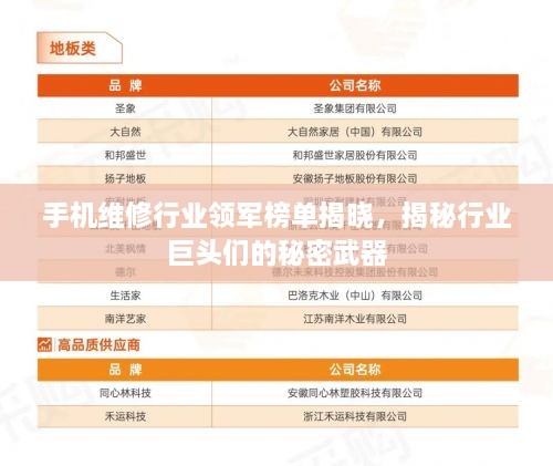 手機(jī)維修行業(yè)領(lǐng)軍榜單揭曉，揭秘行業(yè)巨頭們的秘密武器