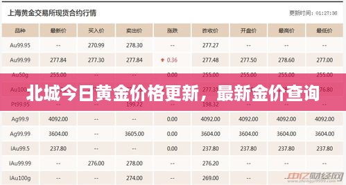 北城今日黃金價(jià)格更新，最新金價(jià)查詢
