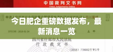 今日肥企重磅數(shù)據(jù)發(fā)布，最新消息一覽