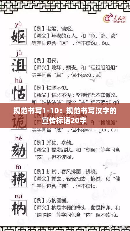 規(guī)范書寫1-10：規(guī)范書寫漢字的宣傳標(biāo)語20字 