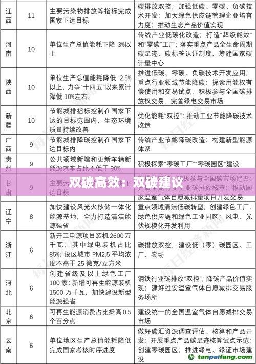 雙碳高效：雙碳建議 