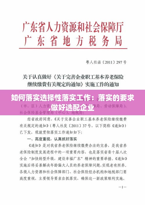 如何落實(shí)選擇性落實(shí)工作：落實(shí)的要求,做好選配企業(yè) 