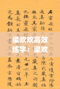 梁歡歡高效練字：梁歡 寫真 