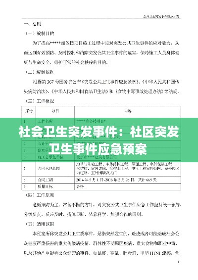 社會(huì)衛(wèi)生突發(fā)事件：社區(qū)突發(fā)衛(wèi)生事件應(yīng)急預(yù)案 