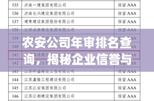 農(nóng)安公司年審排名查詢，揭秘企業(yè)信譽與實力的不二途徑