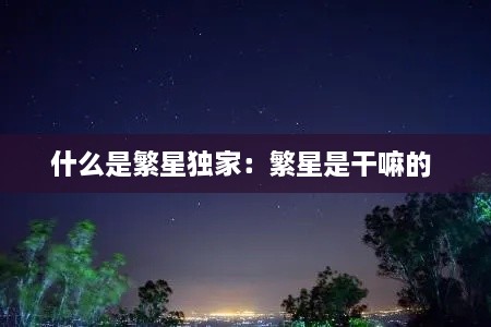 什么是繁星獨(dú)家：繁星是干嘛的 