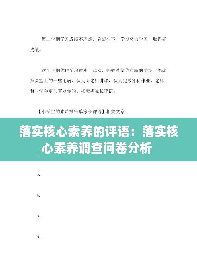 落實核心素養(yǎng)的評語：落實核心素養(yǎng)調(diào)查問卷分析 