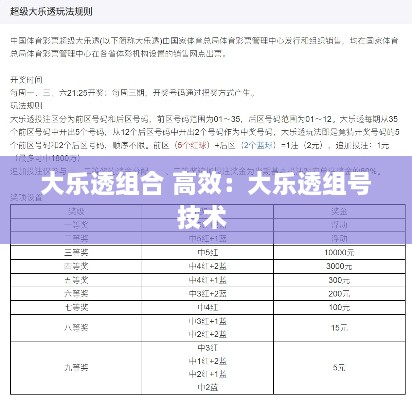 大樂透組合 高效：大樂透組號技術 